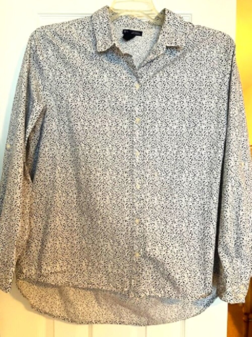Gap Factory Boyfriend Fit Cotton Floral Print Shirt with Rollable Sleeves Size L